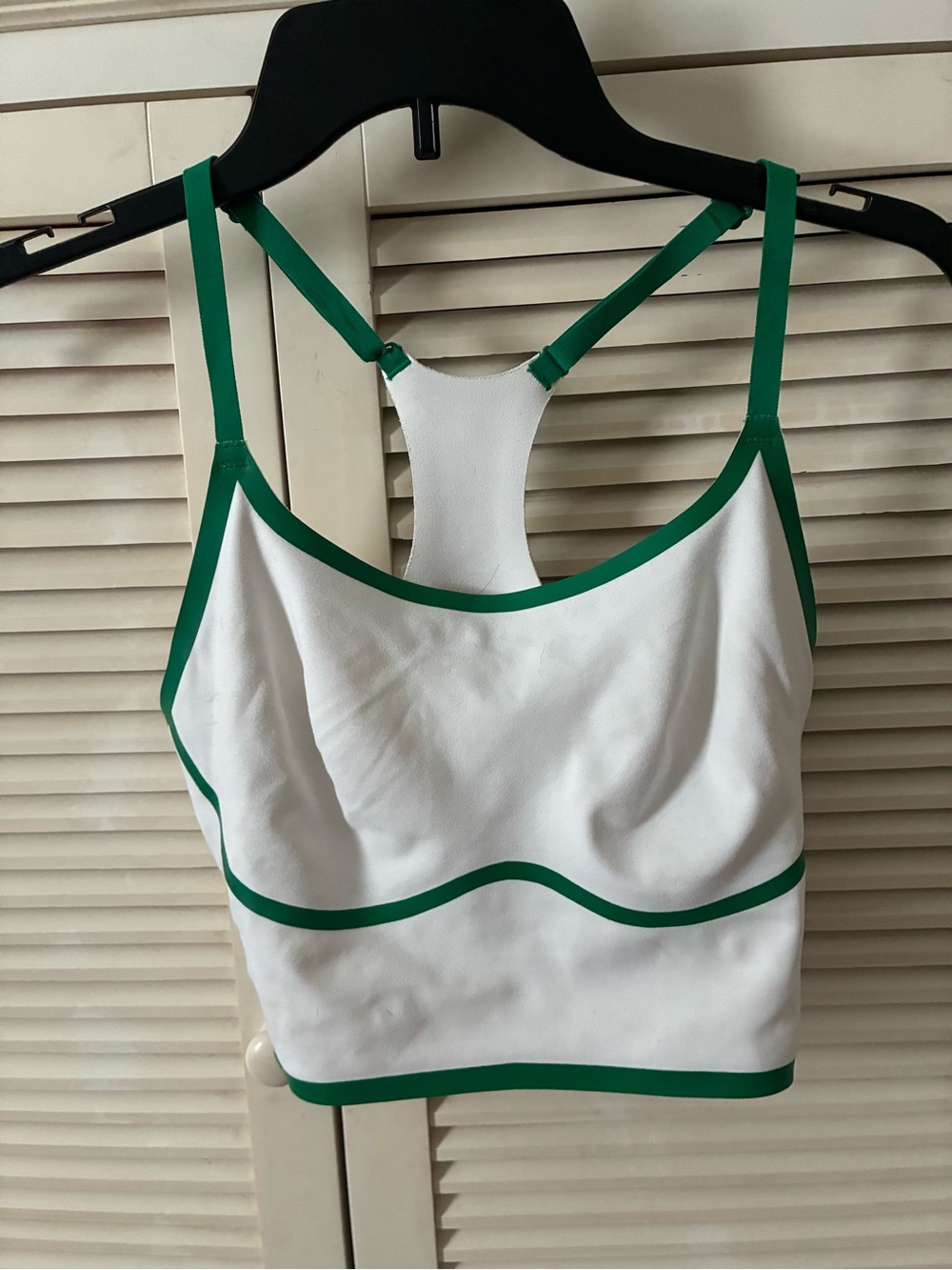 PINK Victoria's Secret White Crop Bralette with Green Trim